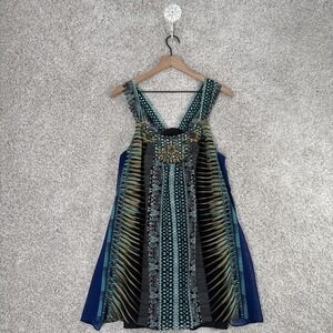 ECI New York Multicolor Sleeveless Top Dress Wood Beads Boho - Size 10‎